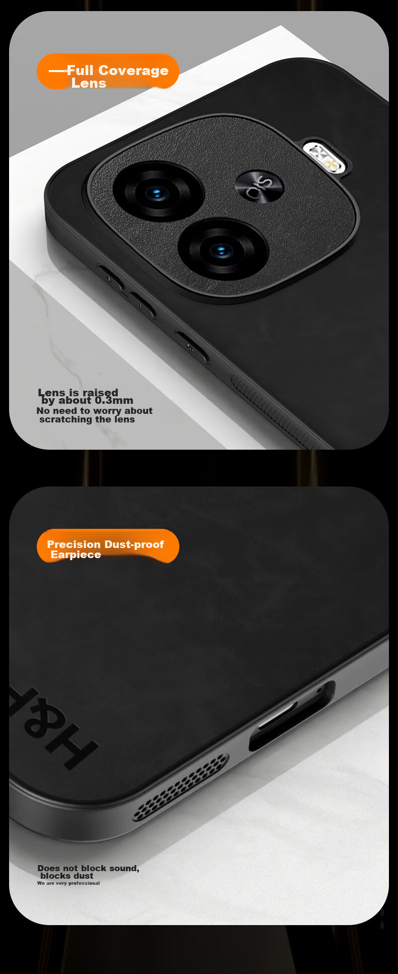 Защитный чехол HotFire для Vivo IQOO Z9 Turbo/iQOO Z9 Turbo+, кожаный, противоударный, простой стиль, черный