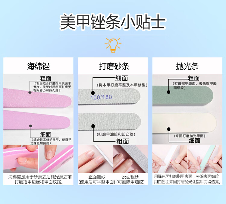 Sweet Color指甲修型打磨工具三件套 挫条海绵挫 美甲搓条 打磨条 美甲工具