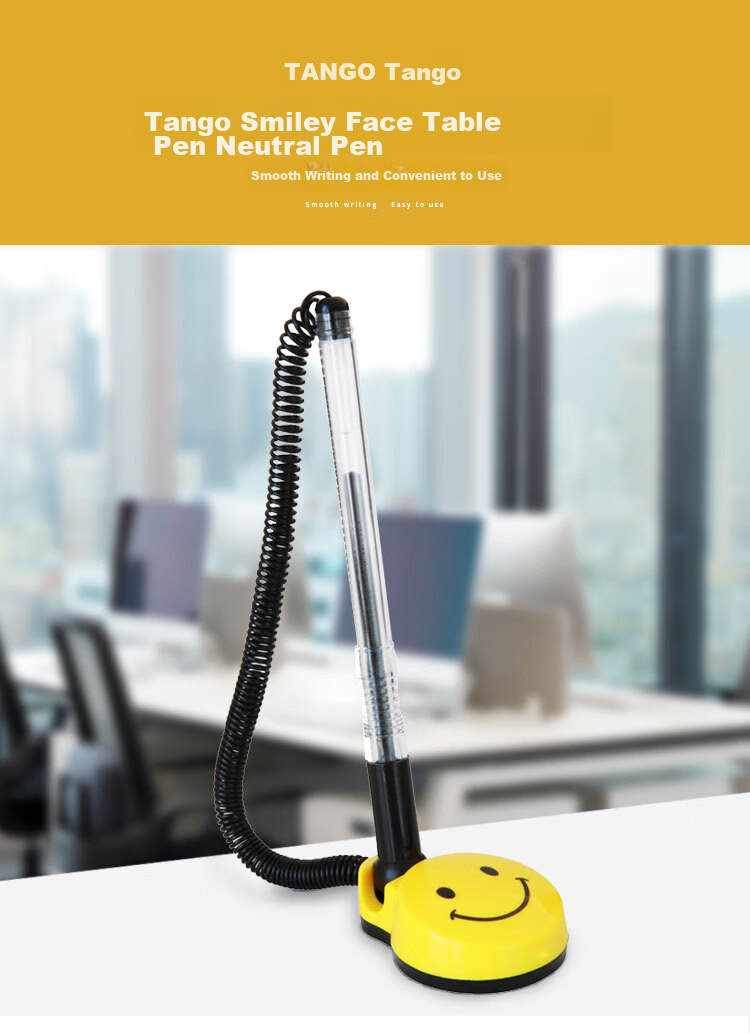 Гелевая ручка TANGO Smile Pen, 0.5 мм, черная, настольная, с креплением для стола, офисная канцелярия