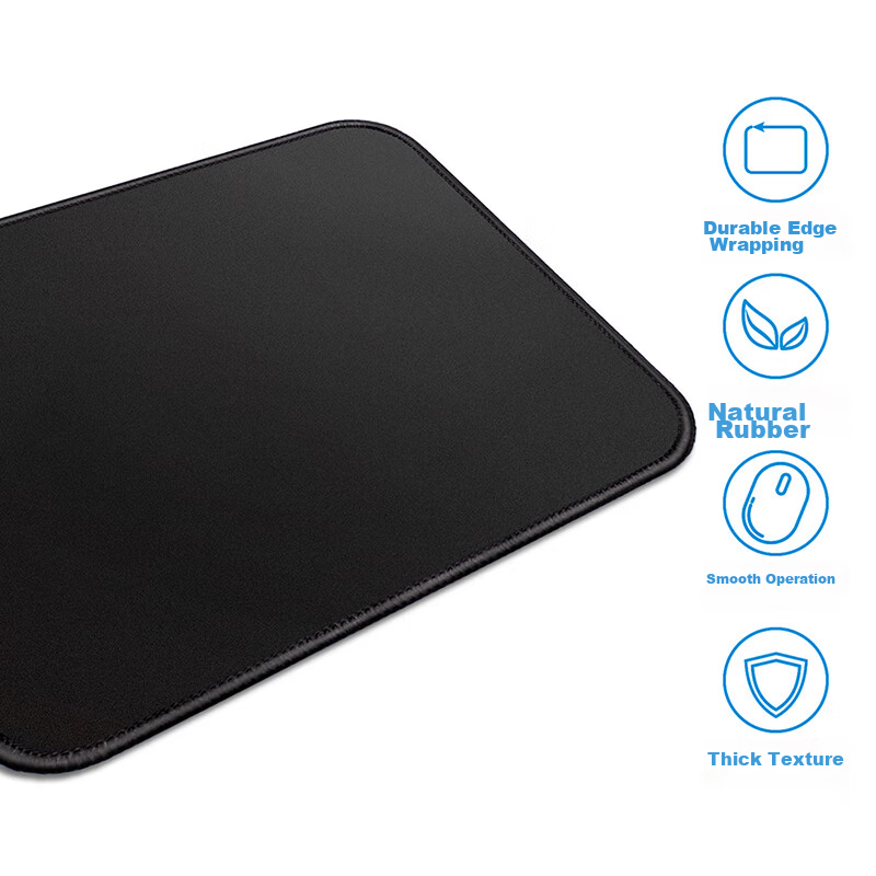 Коврик для мыши EXCO 3-Pack Thick Pure Black, маленький, портативный, для офиса, с блокировкой края, для игр, для ноутбука, оптовый заказ, наполнитель 0278