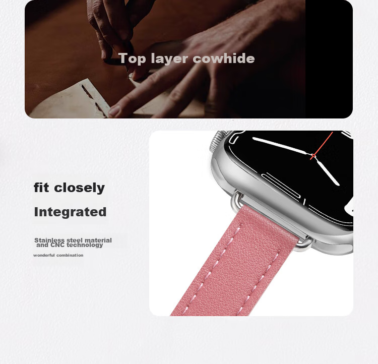 Ремешок MSSM для Apple Watch, натуральная кожа, женский, для моделей S11/ultra3/S10/9/8/SE3, розовый, 38/40/41 мм