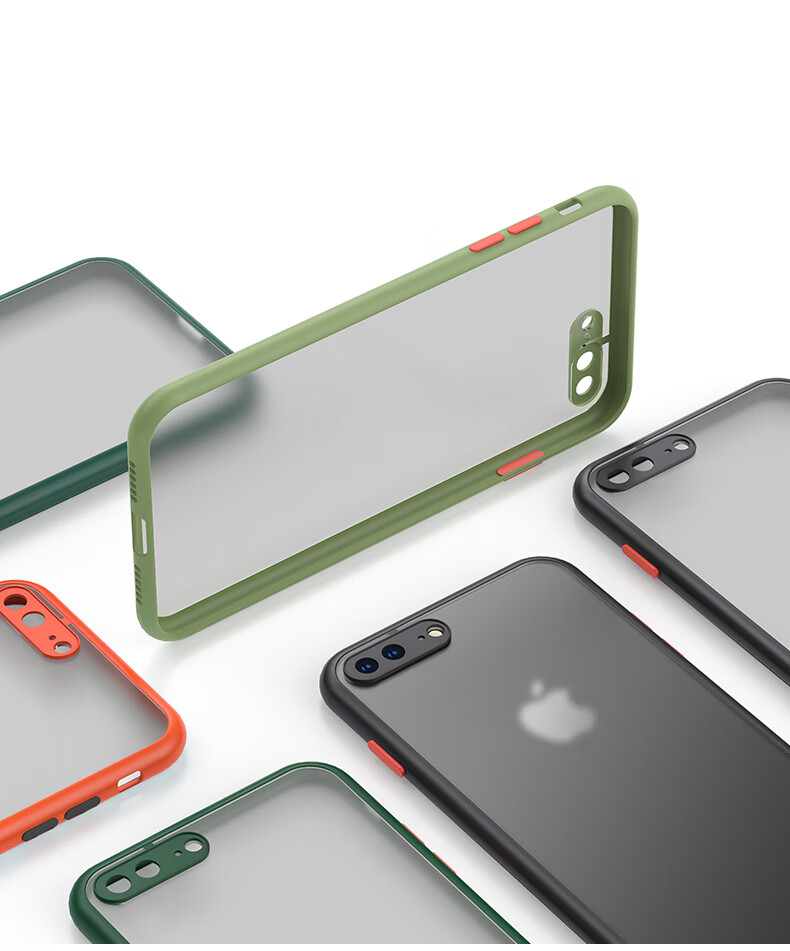 Чехол для Apple iPhone 7 Plus/8 Plus, Baozou, с полной защитой линз, противоударный, с защитой от отпечатков пальцев, силиконовый мягкий край, контрастный прозрачный матовый дизайн, для мужчин и женщин, черный