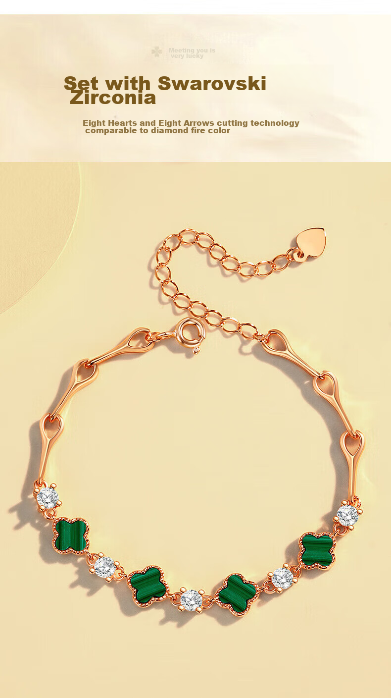 Браслет GLTEN с цирконами Swarovski "Четырехлистный клевер", из чистого серебра, для женщин, подарок на День Святого Валентина, день рождения, Новый год