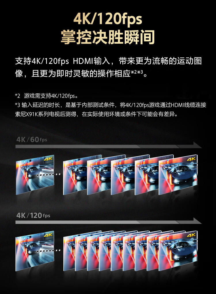 索尼（SONY）XR-65X91K 65英寸 全面屏4K HDR 专业游戏电视 PS5理想搭档 XR认知芯片 4K/120fps 65X91J升级款