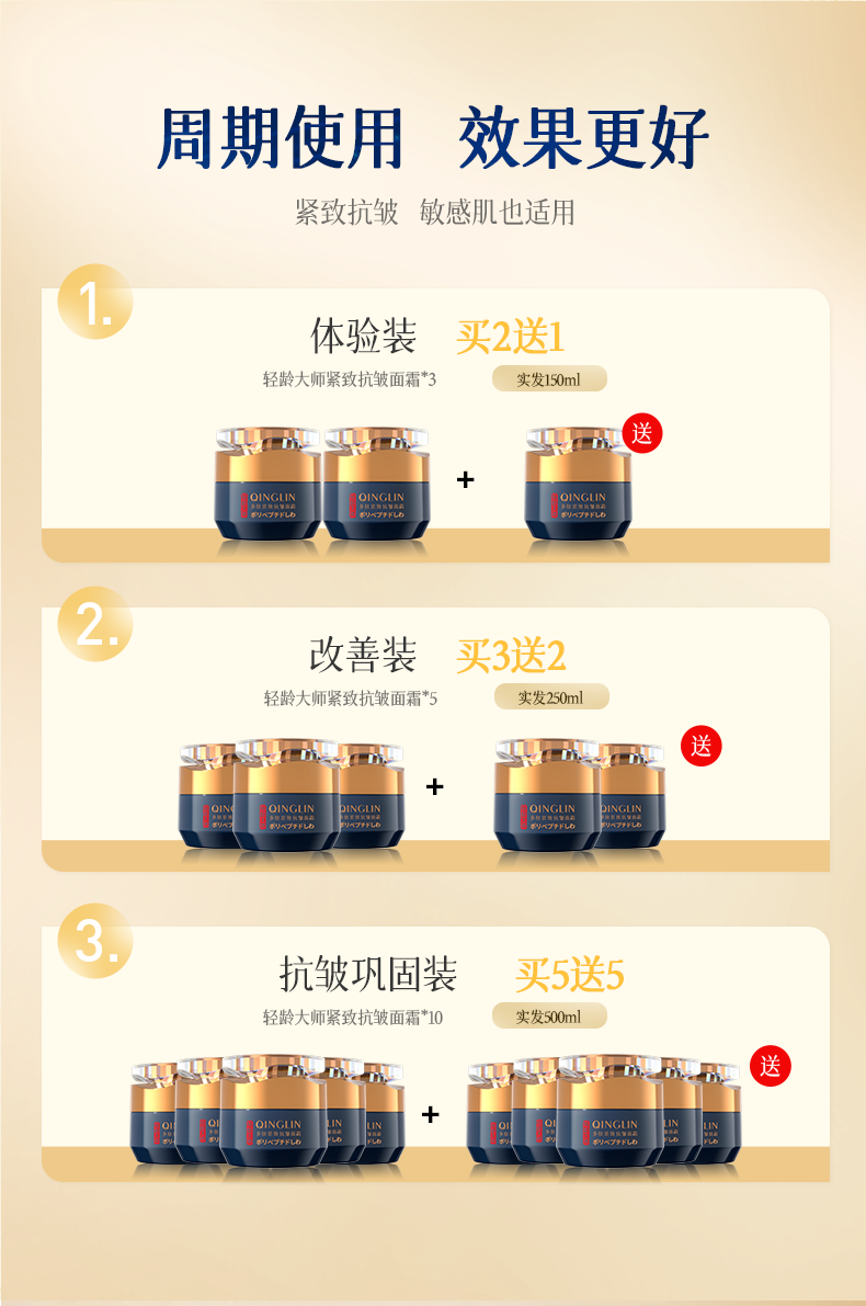 轻龄大师抖音同款【刘晓庆推荐】多肽紧致抗皱面霜淡化皱纹法令纹抬额头纹 一瓶【建议选择多瓶装更实惠】