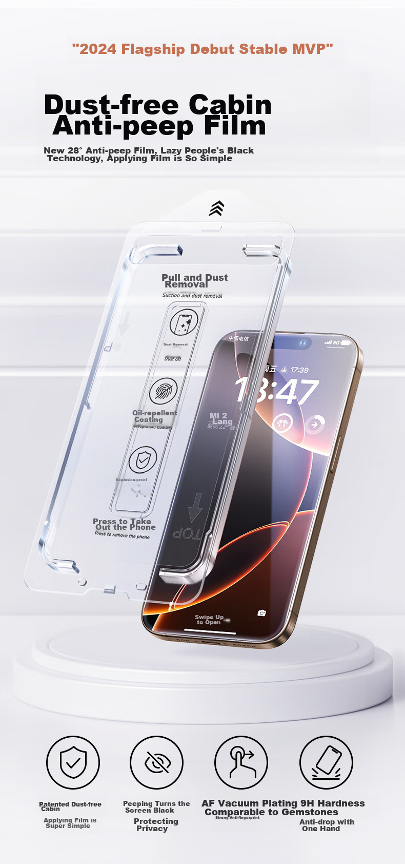 Защитная пленка DIVI для Apple iPhone 16 Pro, антибликовая, антистатическая, противоударная, 2 шт.