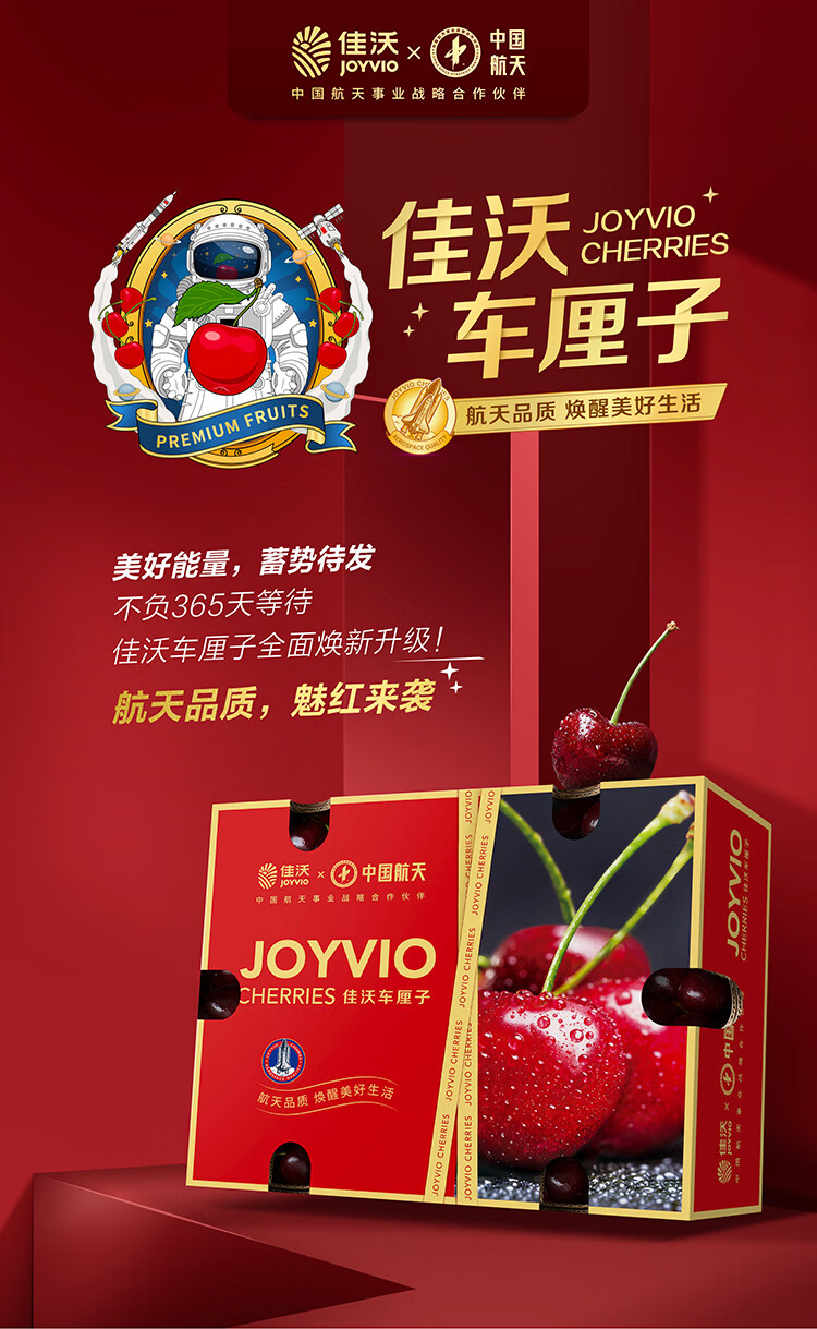 佳沃（joyvio）智利进口车厘子JJJ级 5kg礼盒装 果径约30-32mm 年货水果礼盒