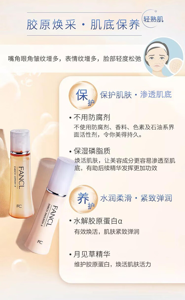 芳珂（FANCL）水活补湿乳液（水润）30ml 补水保湿 生日礼物 