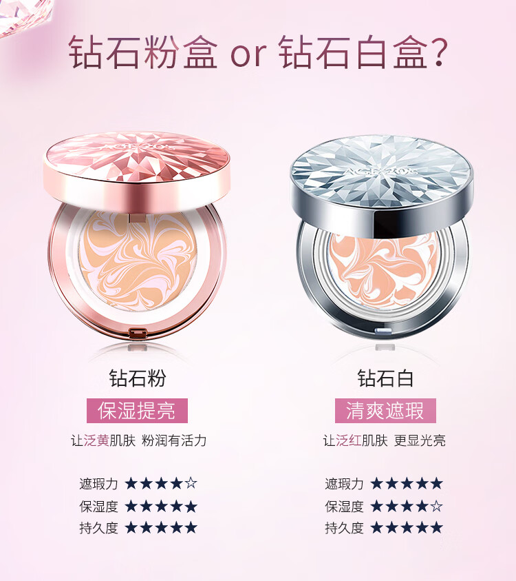 Aekyung Age20's爱敬钻石粉气垫bb霜 保湿遮瑕防晒粉底SPF50+ 13#浅肤色12.5g*2