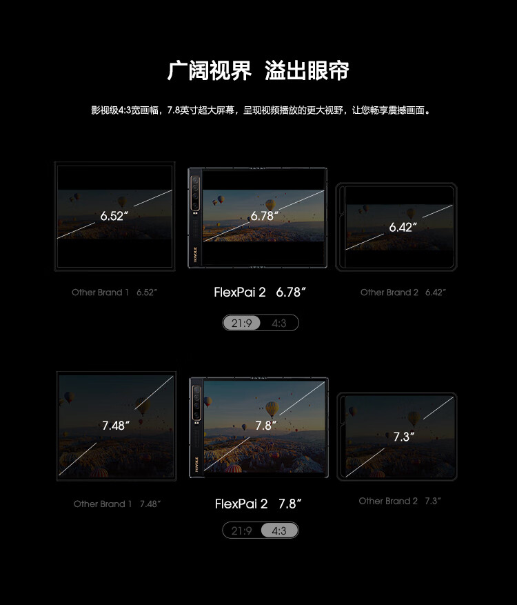 柔宇ROYOLE FlexPai 2 新一代5G双模折叠屏手机 骁龙865旗舰四摄 柔派2 曜夜黑 8GB+256GB