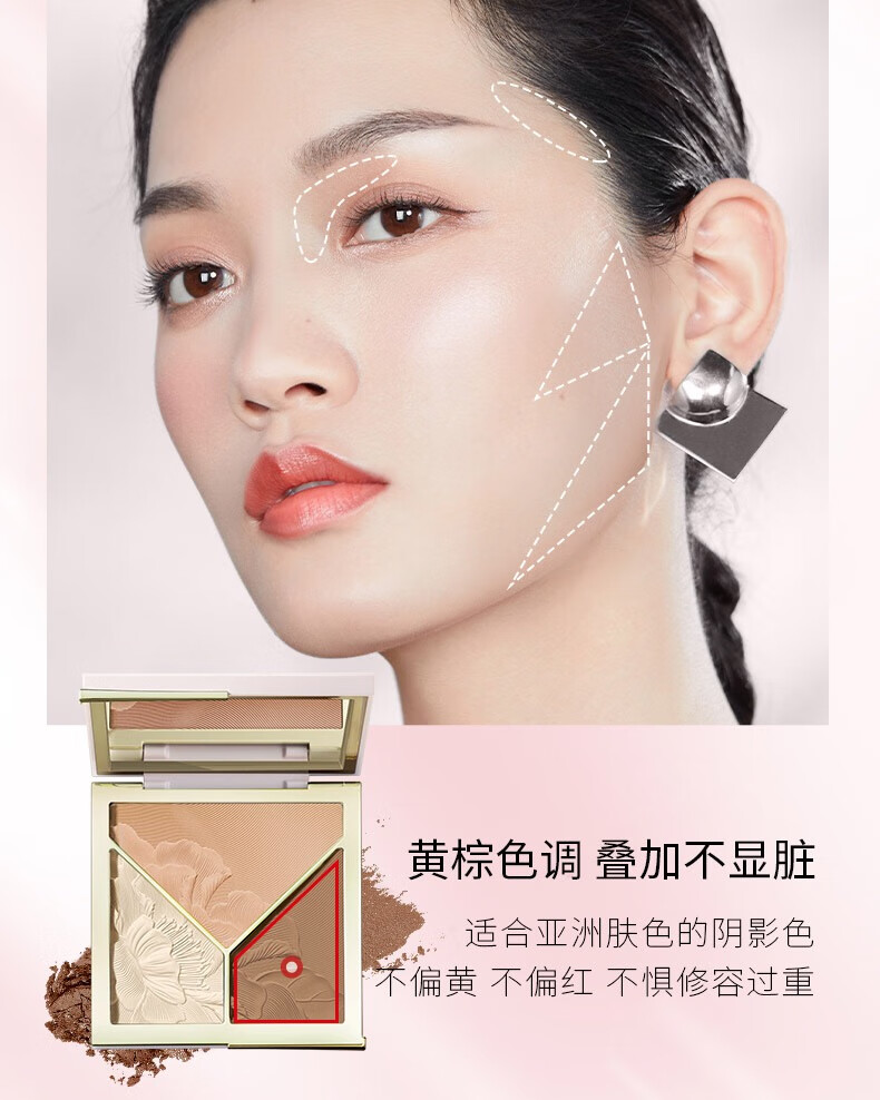 【官方直售】TIMAGE彩棠大师高光修容盘彩棠妆前乳修容一体盘哑光影眼自然盘三色哑光闪粉鼻影阴影 【双高光+暗影 三效合一】+礼品
