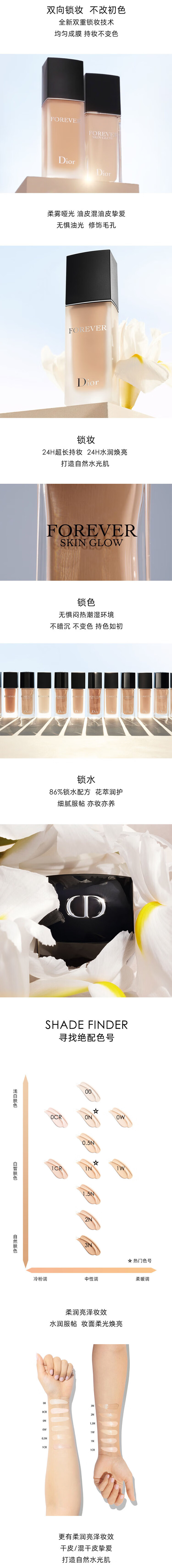 迪奥（Dior）凝脂恒久粉底液1N#柔雾哑光2.7ml持妆 中小样，介意慎拍 提亮肤色