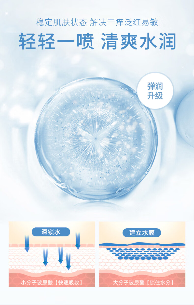 BAINHR玻尿酸补水喷雾舒缓干燥补水保湿爽肤水化妆湿敷护肤水150ml