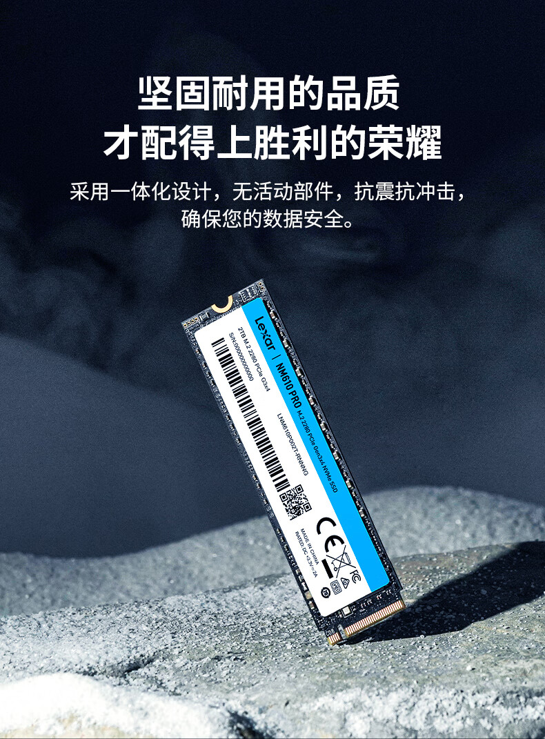 雷克沙（Lexar） 500G SSD固态硬盘 M.2接口 NVMe协议（PCIe 3.0×4）NM610PRO 快速加载 广泛兼容