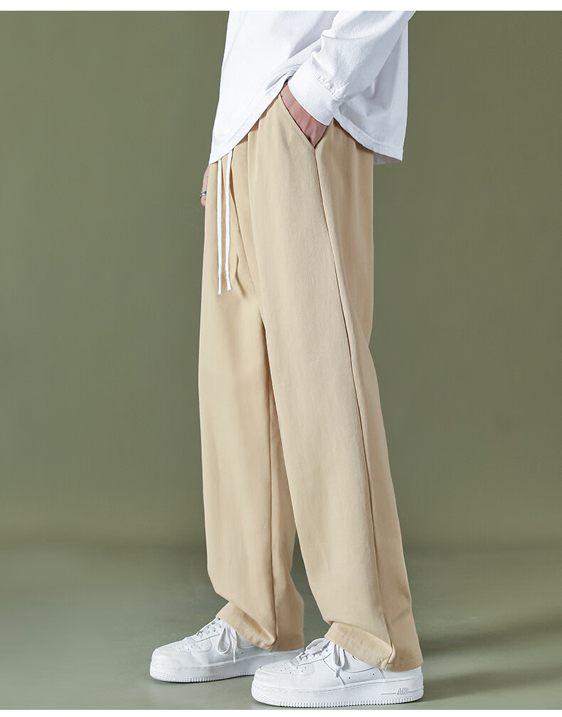Мужские брюки CLOR Trendy Cargo, летние повседневные легкие брюки из ледяного шелка, свободные прямые брюки CM01-1, черные, размер 2XL