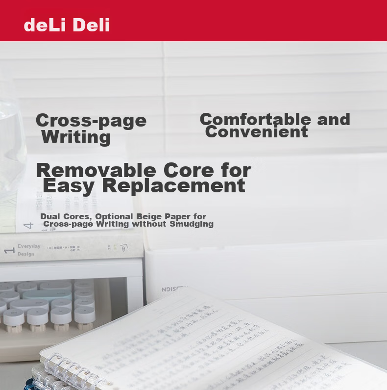 Блокнот Deli HA550, A5, 50 листов, в клетку, красный