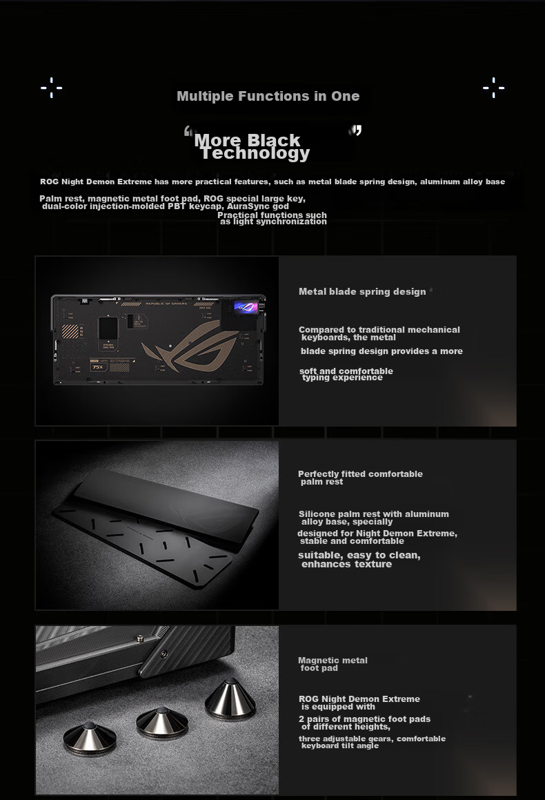 Механическая клавиатура ROG Yemo Extreme, трехрежимная, игровая, 75 клавиш, горячая замена, настраиваемая структура прокладок, полноцветный OLED, подсветка 8K, переключатели NX Snow White