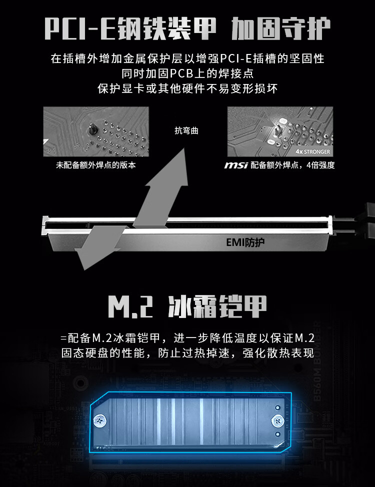 微星(MSI)B560M BOMBER 爆破弹+TP-LINK TL-WN881N 300M无线PCI-E网卡 主板网卡套装