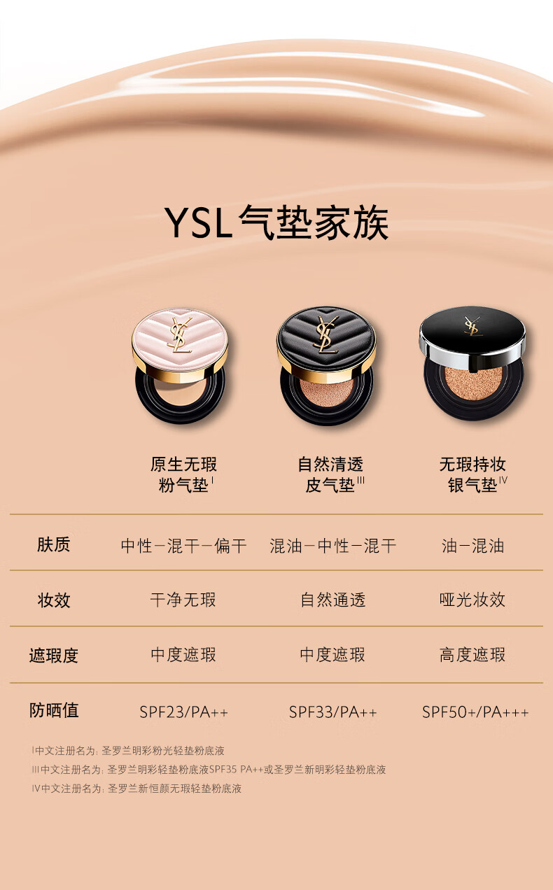 YSL圣罗兰粉气垫BR20 12g 春夏限定粉底液 情人节礼物送女友生日礼物