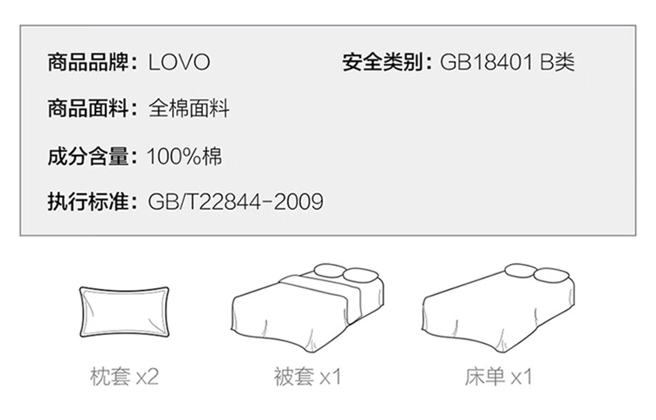 LOVO 罗莱生活旗下 乐蜗家纺床上三/四件套全棉纯棉被套床单双人套件 贴面亲亲-超柔床品 1.8米床(适配220×240被芯)