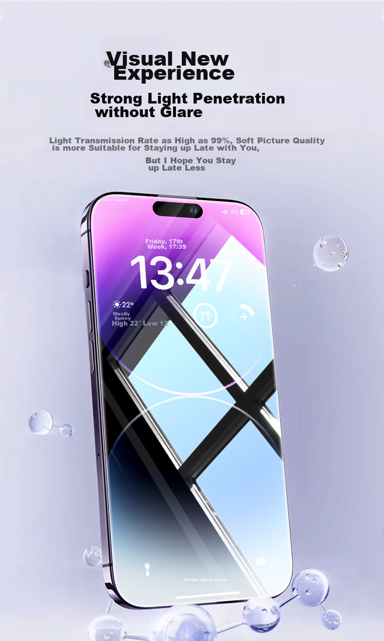 Защитное стекло DIVI для Apple iPhone 14 Pro, противоударное, антибликовое, ультратонкое, с полным покрытием