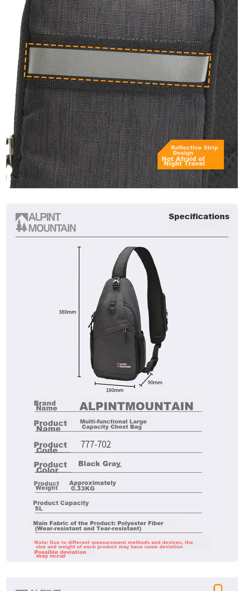 ALPINT MOUNTAIN Мужская сумка через плечо, нагрудная сумка, сумка через плечо, портативный велосипедный рюкзак, повседневная сумка для коммивояжера