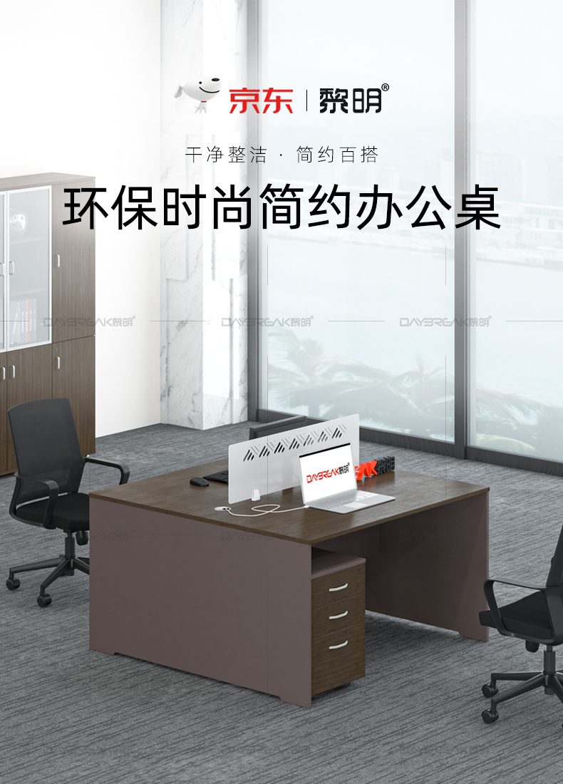 黎明 办公家具双人办公桌现代简约1.2米实验室屏风工作位两人位员工职员桌1200x1200x750mm