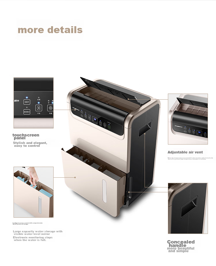 Осушитель воздуха Eurgeen OJ-550EP, 50 л/день, 70-120 м², насосная дренажная система, очистка воздуха, с таймером, белый