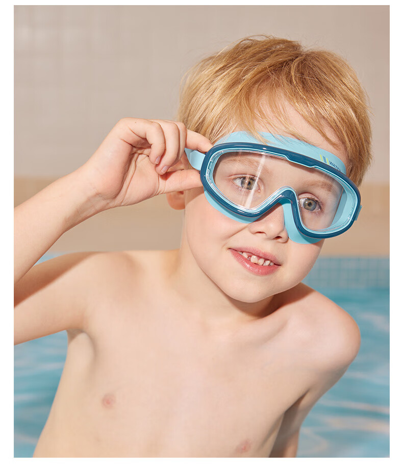 Детские очки для плавания WATERTIME, водонепроницаемые, с защитой от запотевания, большие, для мальчиков и девочек, розовый