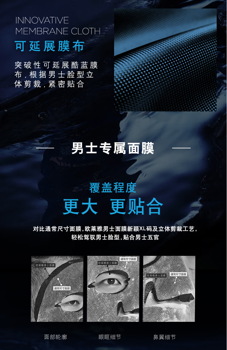 欧莱雅(LOREAL)男士山泉水润保湿面膜5片(男士面膜 补水保湿 深层滋润)