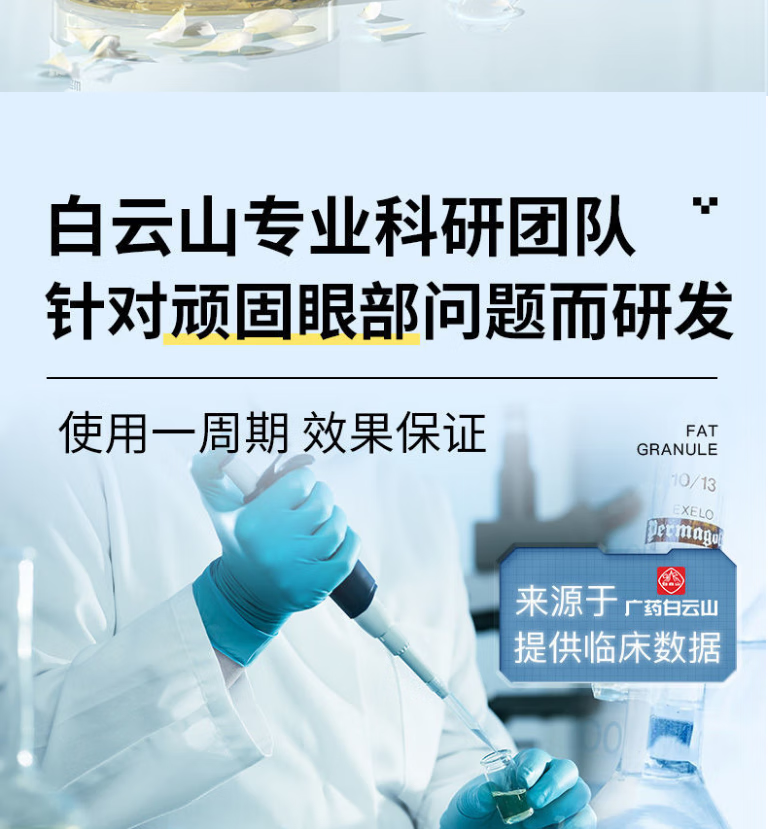 广药白云山眼霜淡化细纹脂肪粒汗管粒眼袋黑眼圈净痘颗粒清眼部精华液油脂粒男女通用30ml