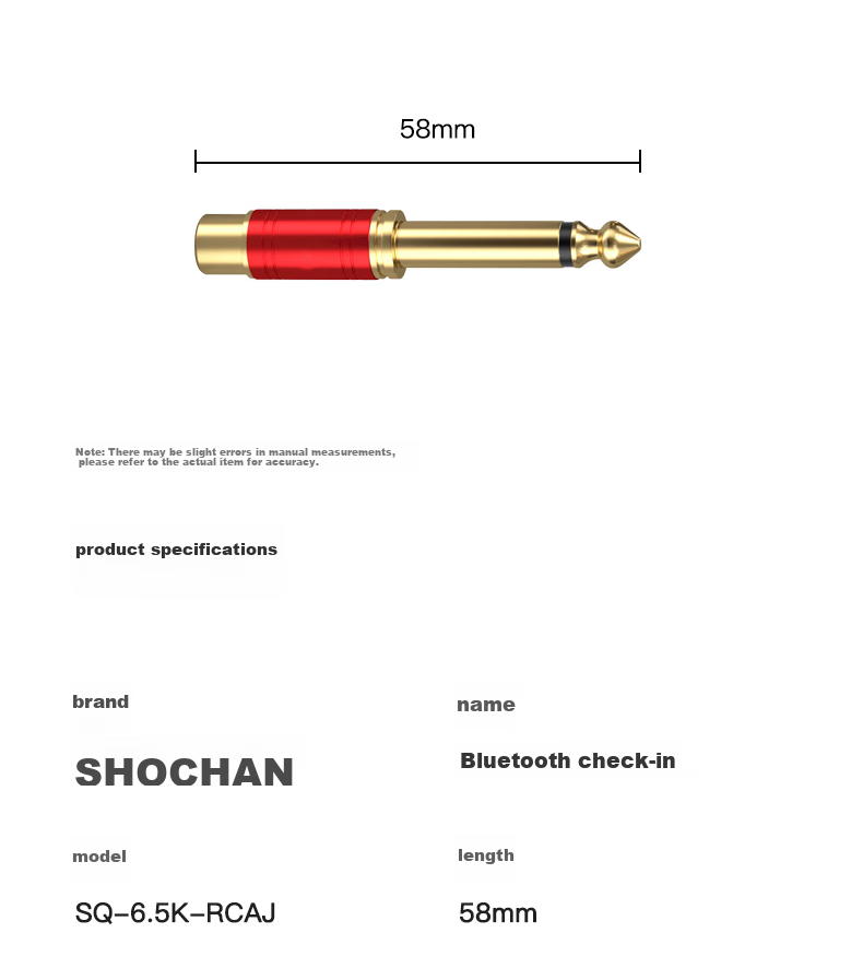 Адаптер SHOCHAN 6.5 мм Male на XLR Female, 6.35 мм на RCA, для микрофона и динамика, 1 шт. SQ-6.5K