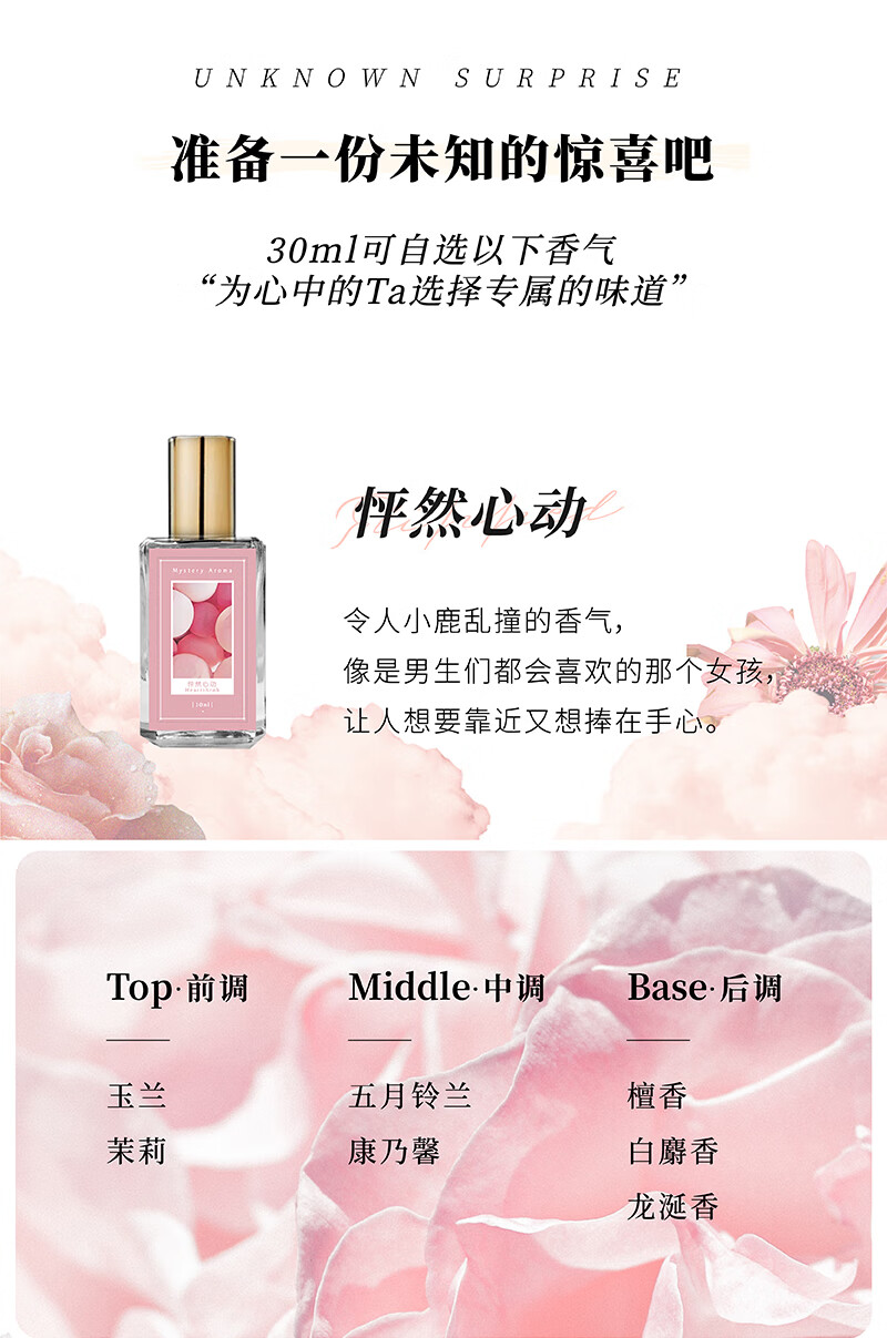 未知气味（Mystery Aroma）七夕礼物环球旅行日历香水礼盒送女生淡香小众送女友高级礼品 怦然心动（含礼盒） 七夕快乐封套+礼物袋+贺卡