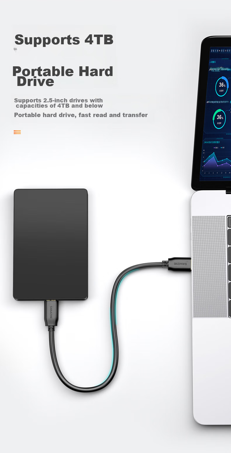 Кабель SAMZHE для внешнего жесткого диска Micro USB 3.0, 0.5 метра, высокоскоростная передача данных, совместим с корпусами жестких дисков Western Digital, Seagate и Toshiba UM-05