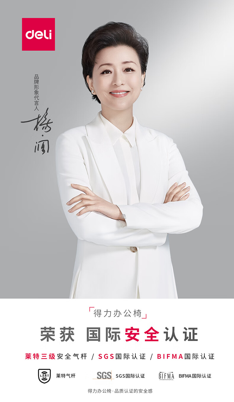 得力 deli 3D活动扶手电脑椅 人体工学办公椅 舒适升降转椅 87083