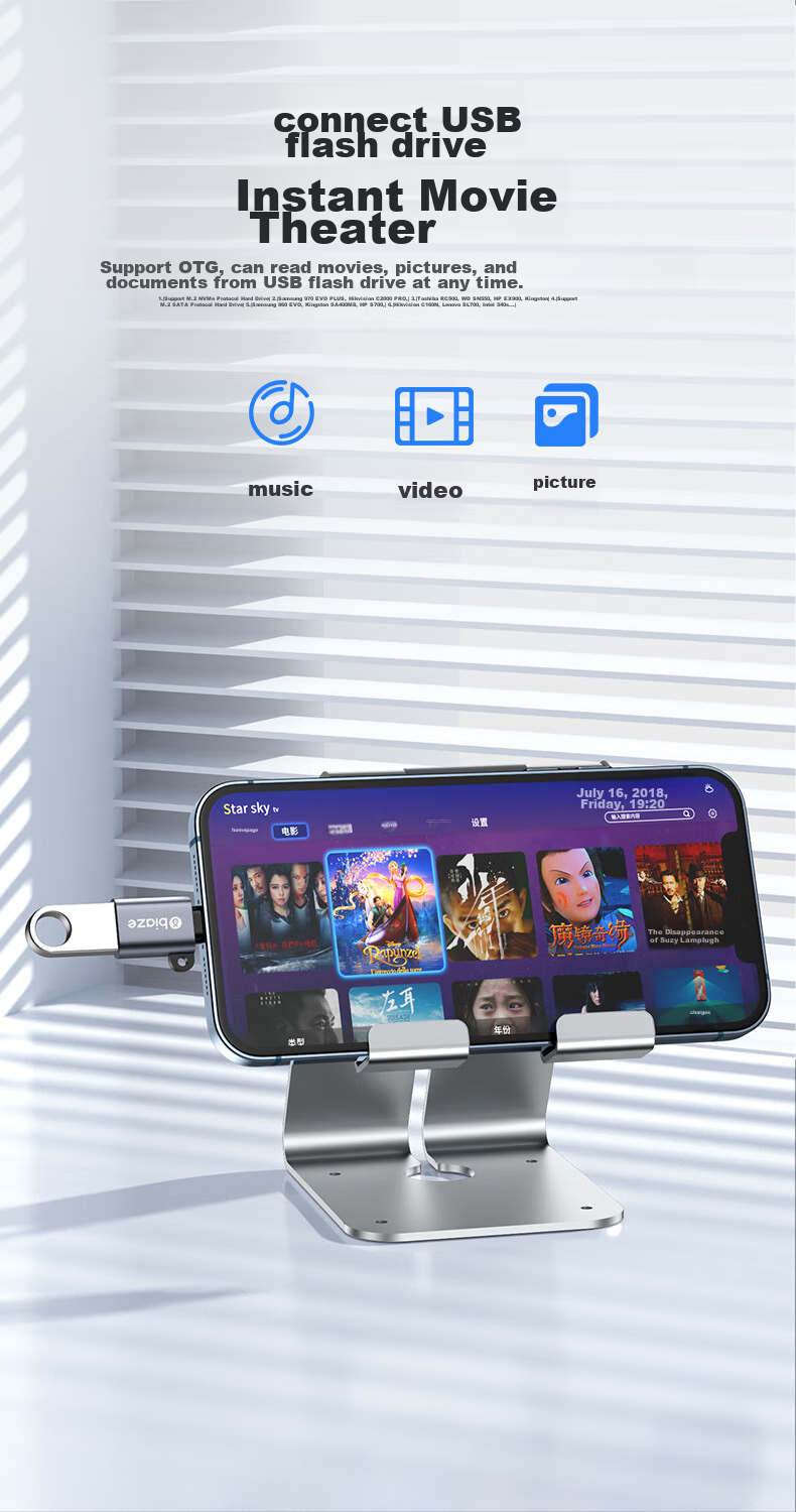 Адаптер BIAZE Apple OTG, конвертер Lightning на USB 3.0, поддержка внешних накопителей, клавиатур, мышей, камер для iPad и iPhone
