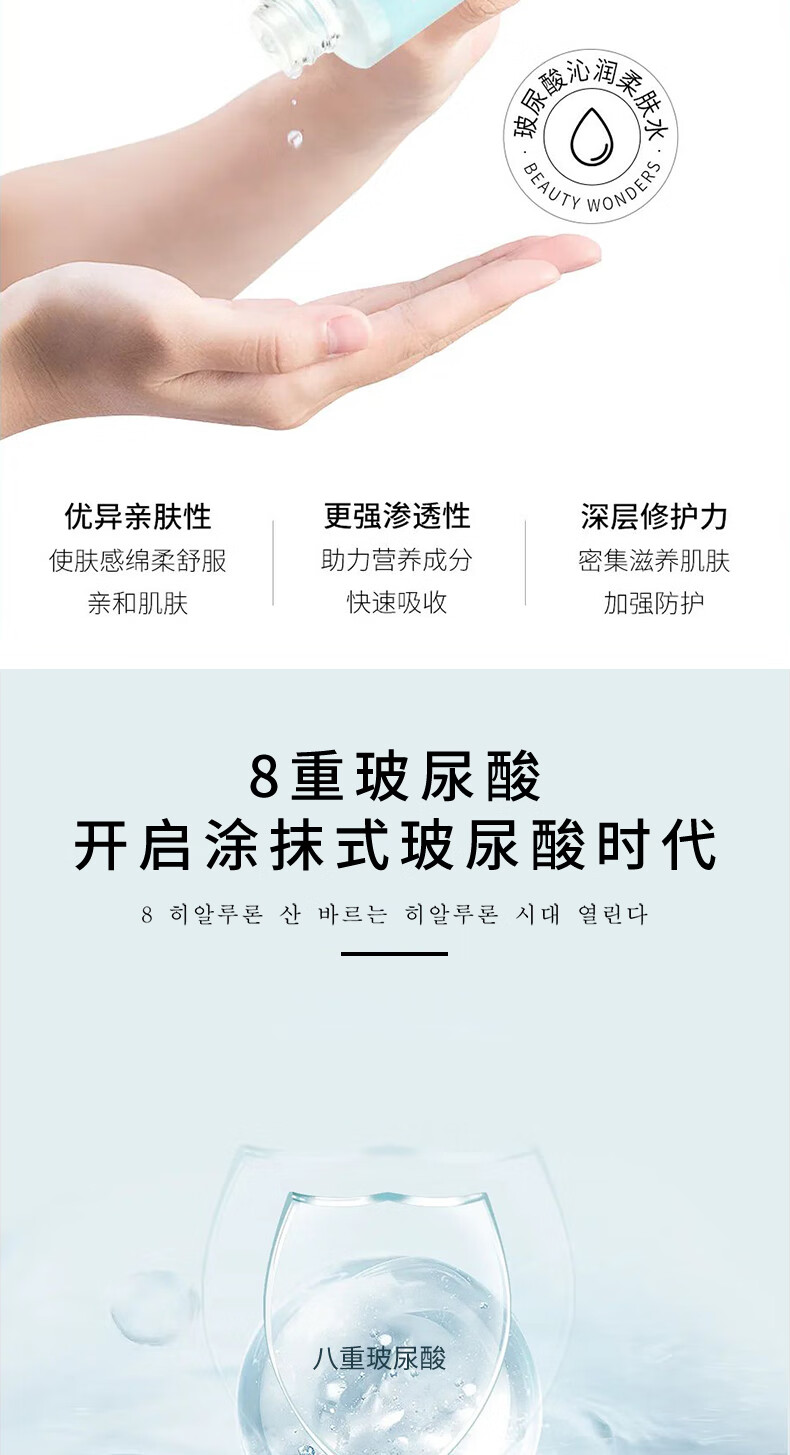 BEAUTY WONDERS玻尿酸沁润柔肤水护肤品套装礼盒补水保湿提亮修护生日礼送女友