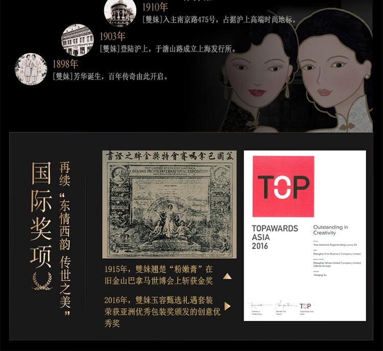双妹（VIVE）夜上海小美盒淡纹弹润精华霜精华液洁面洗面奶蜜露 双妹夜上海小美盒（5件套）
