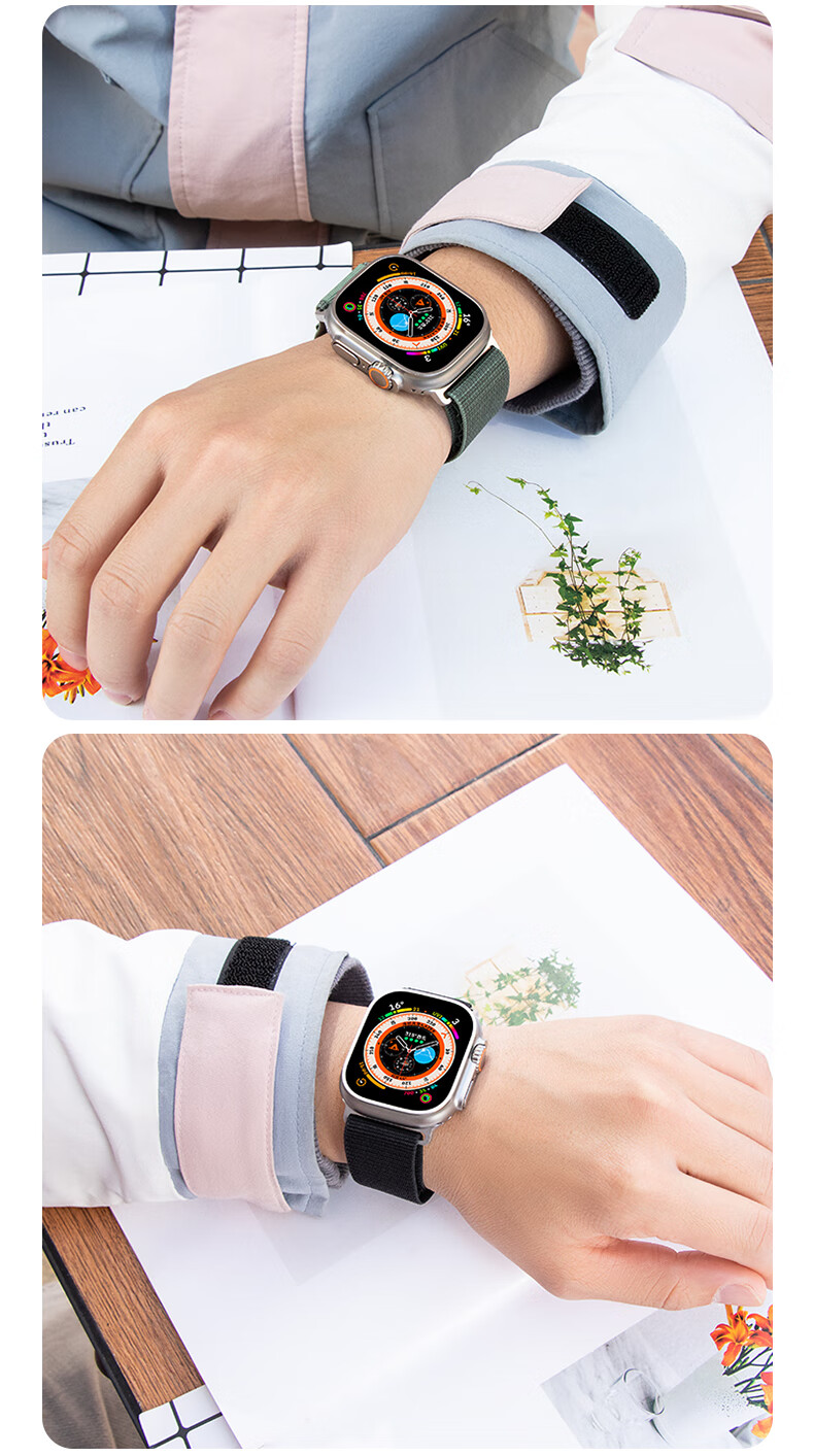 Ремешок Weiqiantu для Apple Watch Ultra 2/SE/9/8/7/6/5/4/3/2/1, нейлоновый спортивный, 44/45/49 мм, оливковый