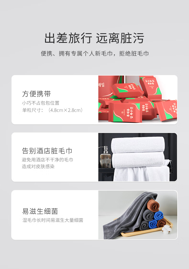 妙倩压缩毛巾加大加厚一次性洗脸巾60粒便携旅行出彩酒店必备干湿两用