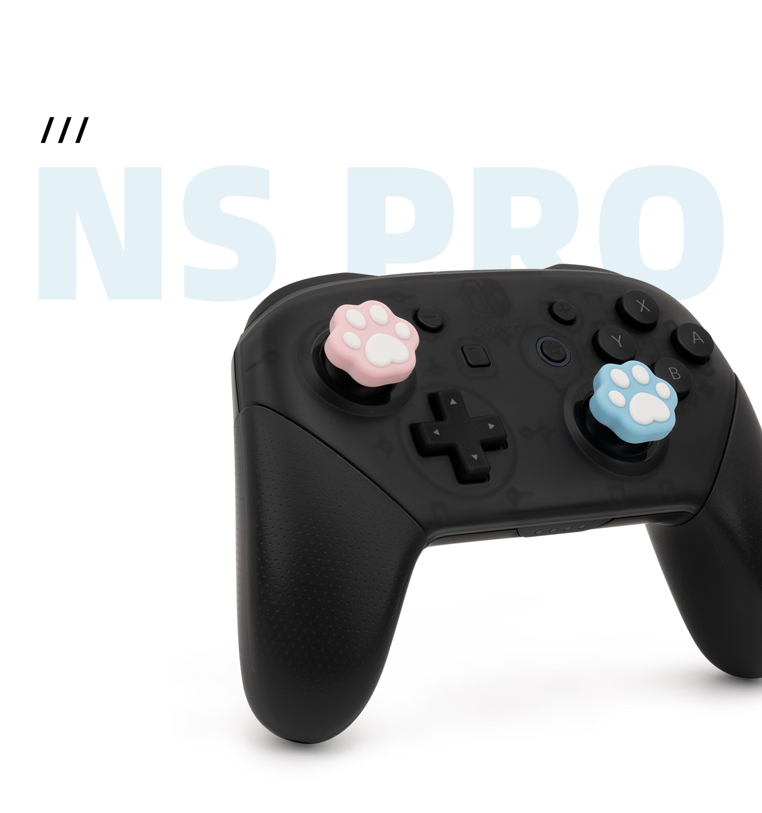 Чехол для джойстика Jixiang PS4/PS5/NS Pro, силиконовые накладки с дизайном "Кошачья лапка", розово-голубой