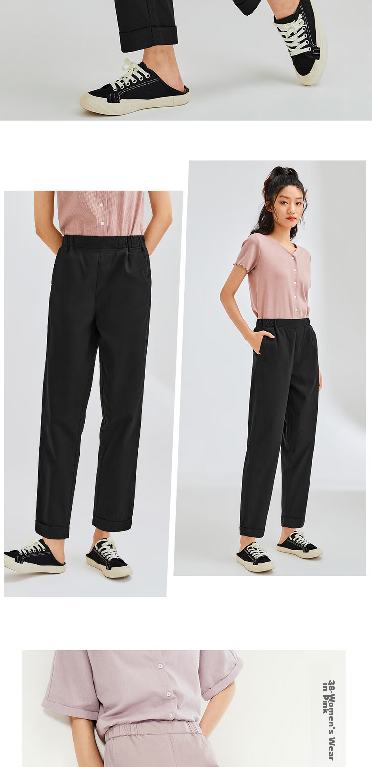 Женские летние брюки Giordano, из 100% хлопка, с эластичным поясом, укороченные, легкие, повседневные, модель 05424354