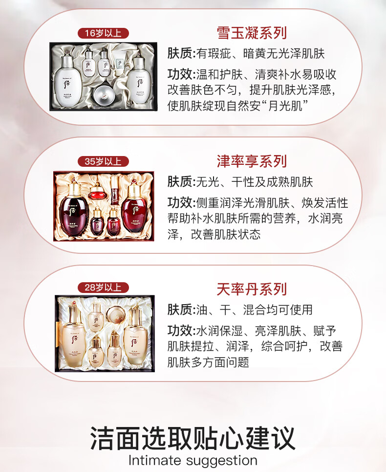 后（The History of Whoo） 套盒天气丹拱辰享水妍津率享后套装护肤礼盒 送女友情人节礼物 后拱辰享气韵生水乳6件套
