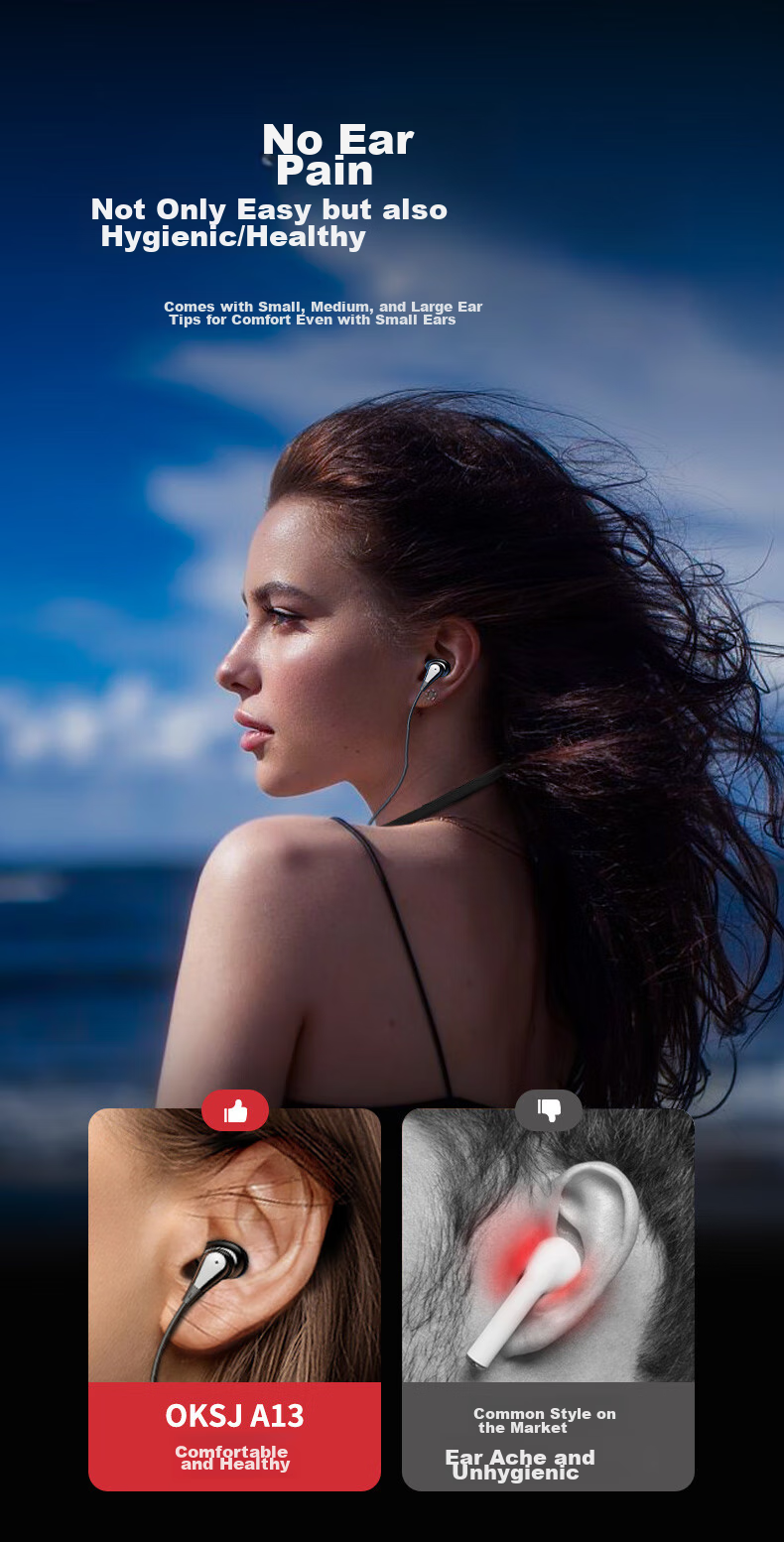 Беспроводные наушники OKSJ Neckband Bluetooth, для спорта и бега, сверхдолгий срок службы батареи, большой емкости, водонепроницаемые, магнитные внутриканальные, шумоподавление ENC для звонков, совместимы с телефонами Huawei и Apple
