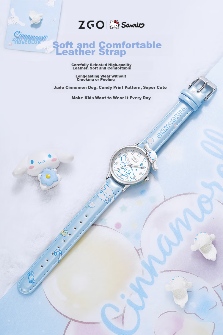 Детские часы ZGO X Sanrio, водонепроницаемые кварцевые часы для девочек, синие, 273