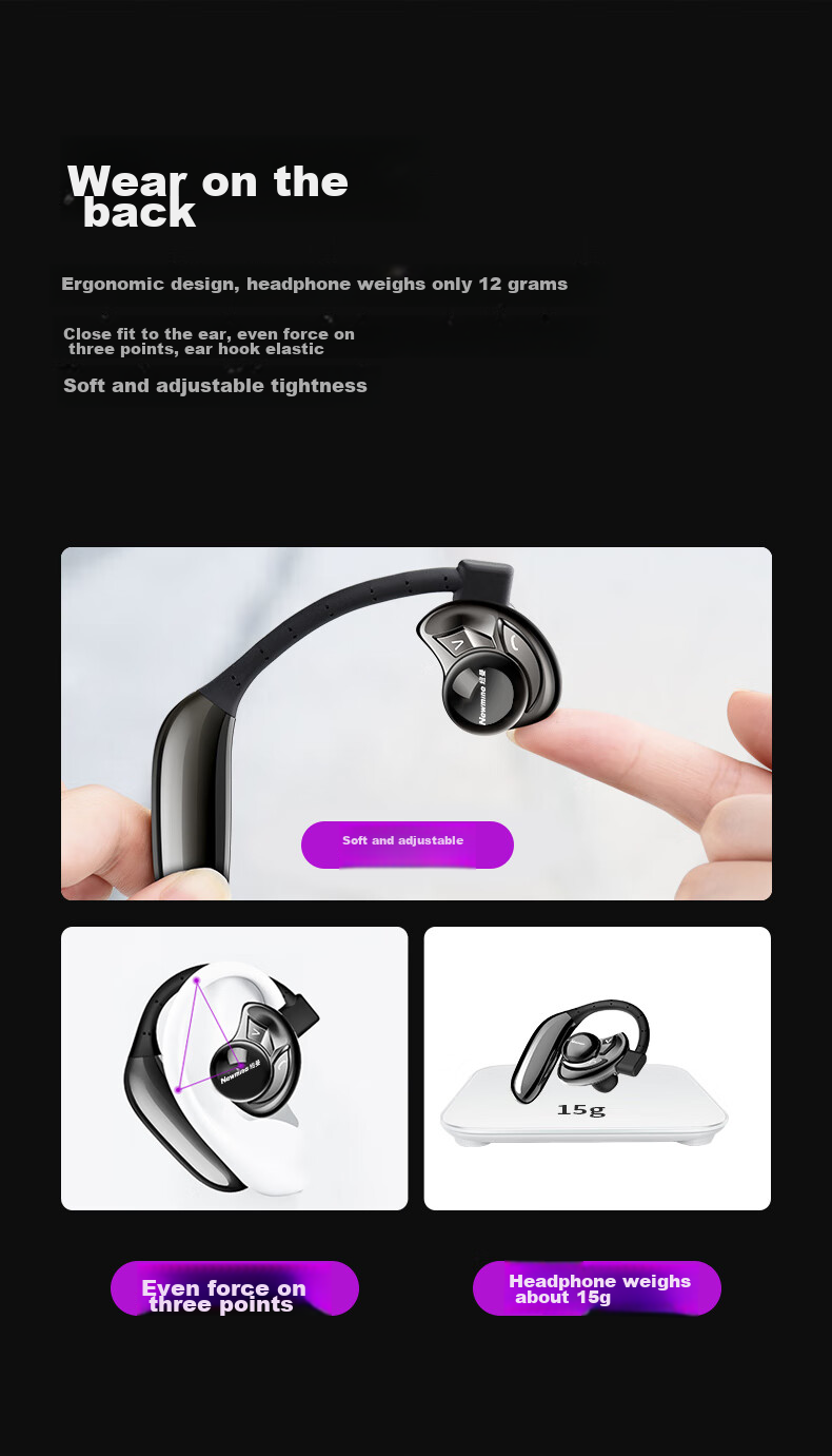 Беспроводные наушники Newmine SL86 UFO, спортивные Bluetooth-гарнитуры, одноухие, бизнес-класс, длительное время работы, HD-звонки, совместимы с Apple, Huawei, Xiaomi, OPPO