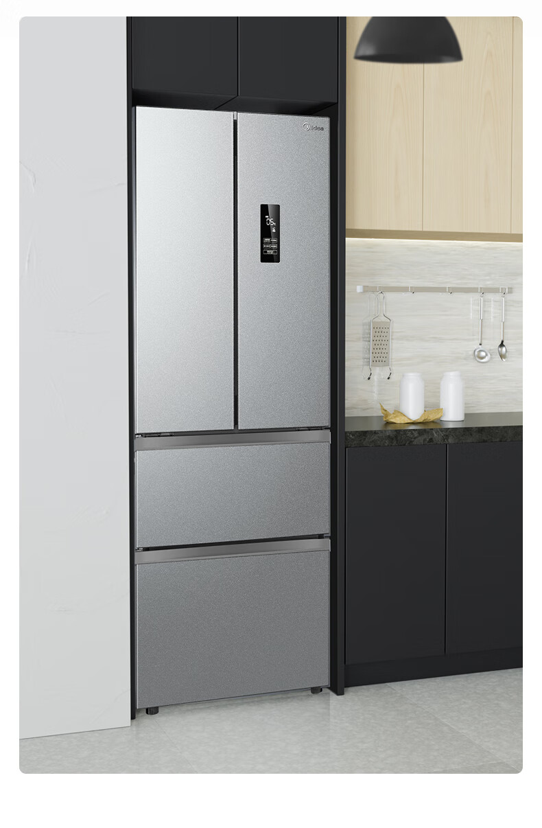 美的(Midea)冰箱323升法式对开门冰箱变频一级能效风冷多门电冰箱铂金净味风冷无霜三档变温 BCD-323WTPM(E)