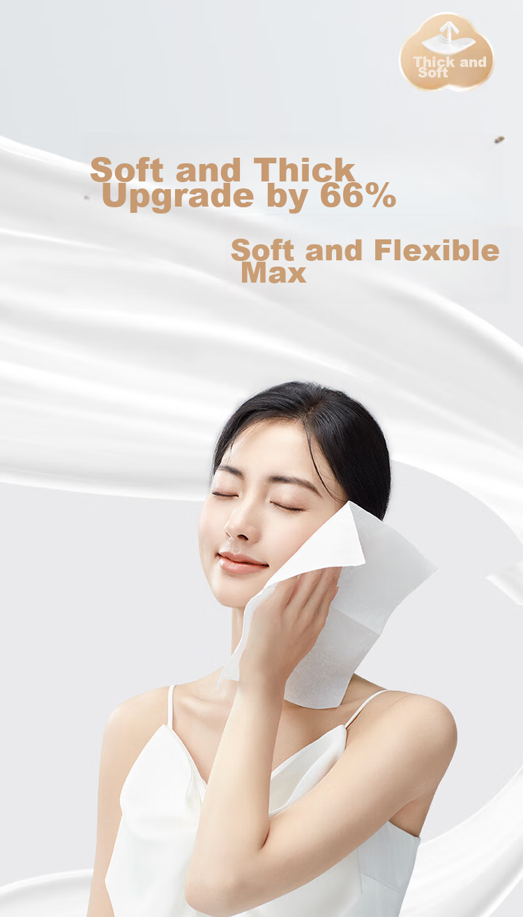 PurCotton Одноразовые кремовые салфетки для лица, 60 шт. в упаковке, 100% хлопок, мягкие, 20x20 см