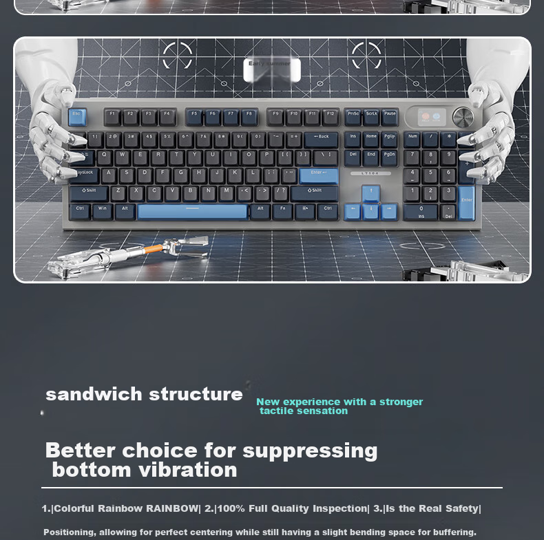 Механическая игровая клавиатура Langtu LT104, проводная, с подсветкой, для ПК и ноутбуков, белая
