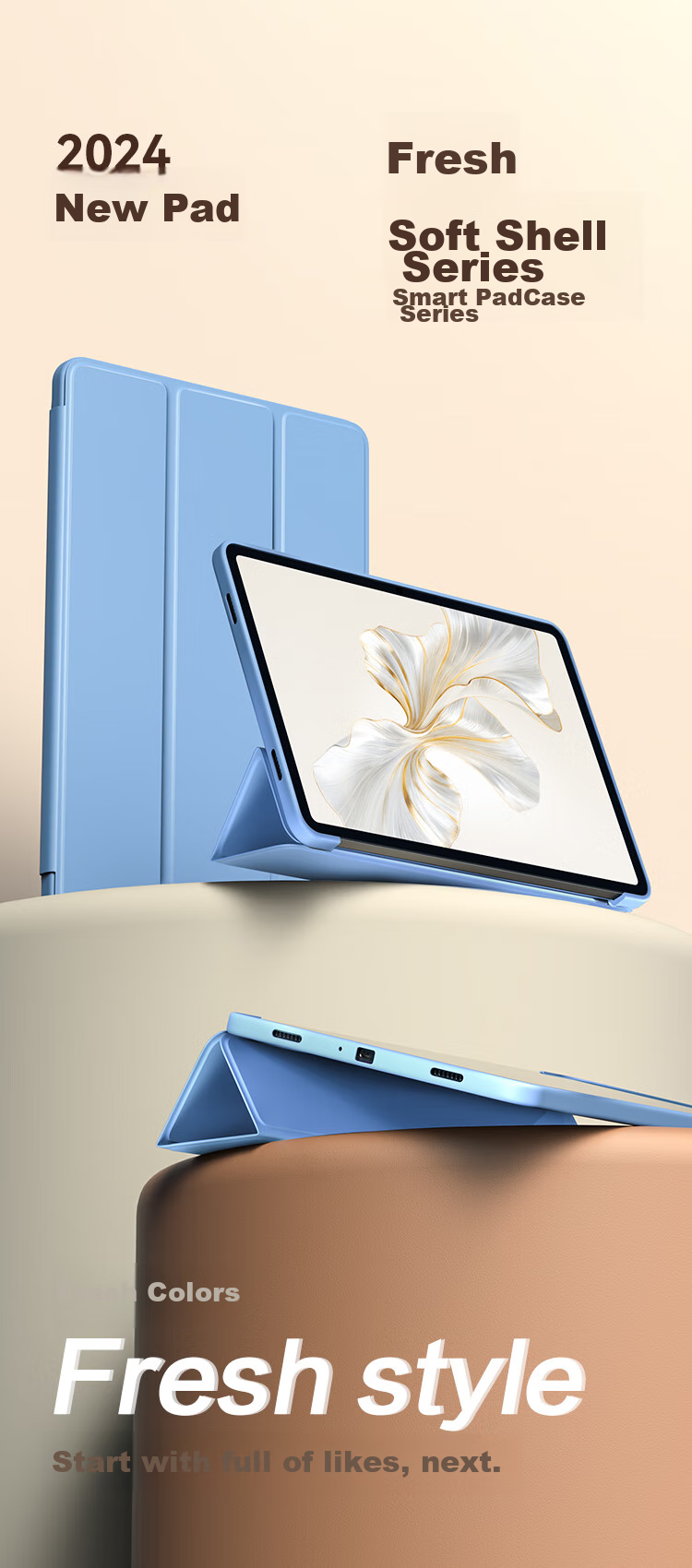 Чехол BIAZE для Honor Tablet V8 Pro/9 Pro 12.1 дюймов, противоударный, ультратонкий, с поддержкой трехкратного складывания, сиреневый
